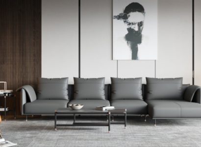 Ecksofa Garnitur Couch Grau Leder L Form Sofa Couchen Design Polster