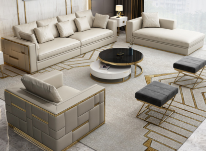 Design Luxus Sofagarnitur Leder Sofa Polster Couch Design Möbel Set