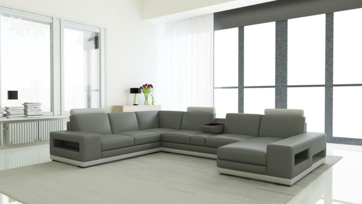 Ledersofa Couch Wohnlandschaft U-Form Design Modern Sofa 5154