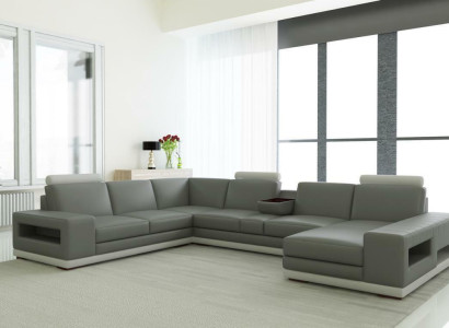 Ledersofa Couch Wohnlandschaft U-Form Design Modern Sofa 5154