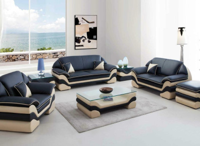 Klassische Couch Polster Sofagarnitur 3+2+1 Komplett Set Leder Sofas