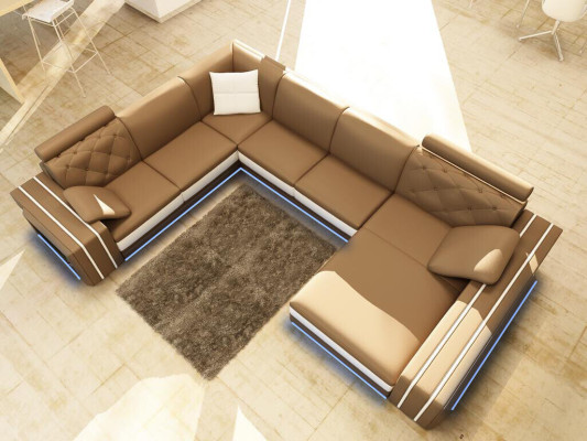 XXL Big Wohnzimmer Sofa Ecksofa Eck Couch Sitz Garnitur Leder Sofas