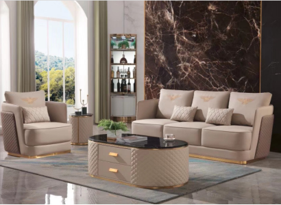 Komplett Set Sofa 3+1er + Couchtisch Beistelltisch Designer Wohnlandschaft