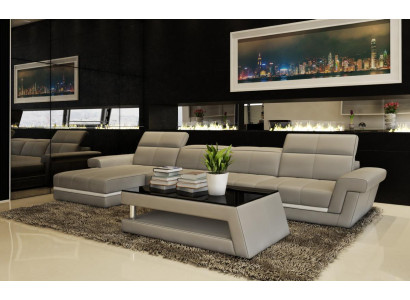 Ledersofa Couch Wohnlandschaft L-Form Design Modern Sofa 5136B Sofas