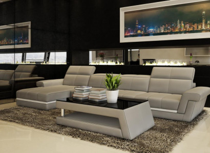 Ledersofa Couch Wohnlandschaft L-Form Design Modern Sofa 5136B Sofas
