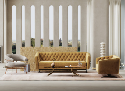 Gelbe Wohnzimmer Sofagarnitur Exklusive 3+2 Chesterfield Polstersofas Sitzmöbel 