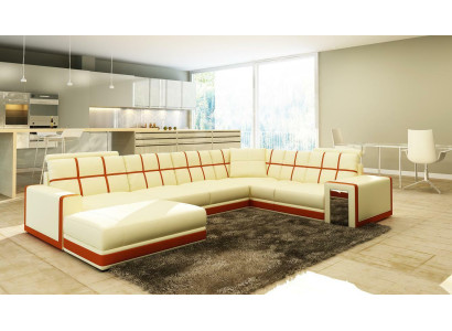 Ledersofa XXL Wohnlandschaft Ecksofa Polster Eck Sitz Couch Garnitur