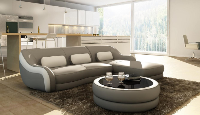 Designer Ledersofa Ecksofa Polster Eck Couch Sitz Eck L Form Garnitur Sofa Neu