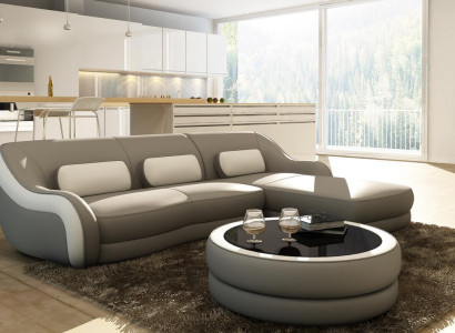 Designer Ledersofa Ecksofa Polster Eck Couch Sitz Eck L Form Garnitur Sofa Neu