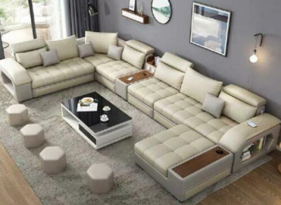 Ecksofa U-form Sitz Möbel Wohnlandschaft Luxus Polster Modern Relax Sofa Couch
