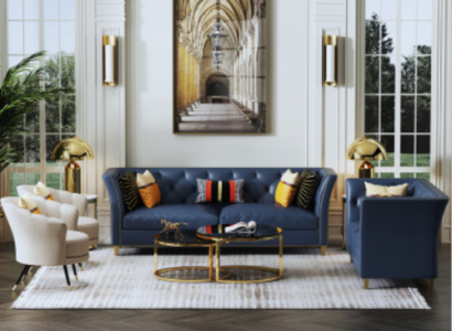 Moderne Chesterfield Sofagarnitur 3+2 Sitzer Stilvolle Couchen Ledermöbel