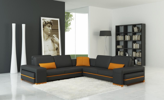 Ledersofa Couch Wohnlandschaft L Form Design Dekor Modern Sofa Eck Sofas