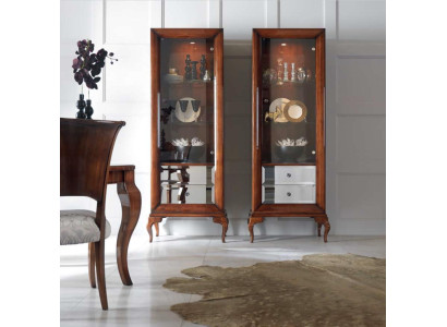 Vitrine Schränke Vitrinen Holz Luxus Wohnzimmer Möbel Schrank Braun Barock Neu