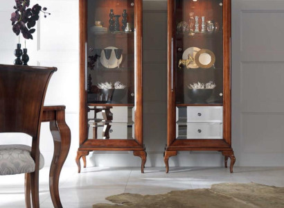 Vitrine Schränke Vitrinen Holz Luxus Wohnzimmer Möbel Schrank Braun Barock Neu