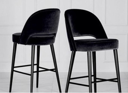 Barhocker Hocker Barstuhl Stuhl Modern Polyester Schwarz Stoff Holz Design Neu