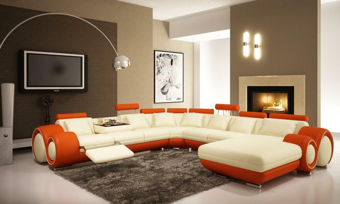 Multifunktions Ledercouch Sitz Polster Wohnzimmer Dekor Leder Garnitur Sofa