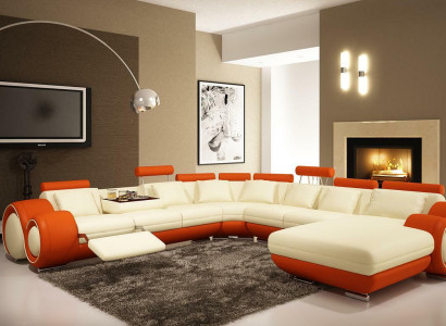 Multifunktions Ledercouch Couch Sofa Polster Ecksofa Moderne XXL Big