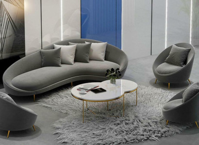 Ecksofa + Sessel Wohnlandschaft Relax Sitz Design Couch Lounge Sofas Textil Samt