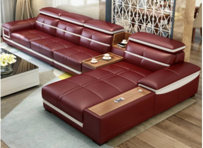 Luxus Ecksofa L-form Kunstleder Eck Polstersofa Sitz Design Couch Sofas Rot Neu