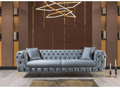 Dreisitzer Sofa Luxus Chesterfield 3 Sitzer Couches Grau Sofas Samt Neu Couch