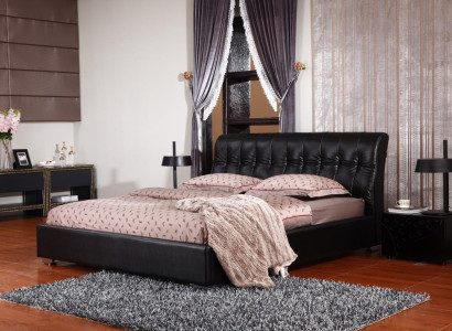 Designer Schlafzimmer Doppelbett Bett Betten Leder Hotel Luxus Polster