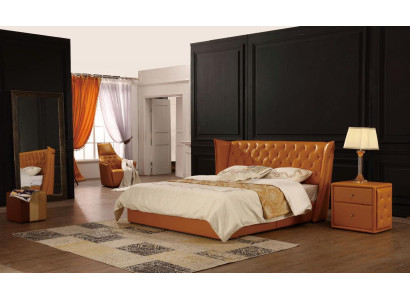 Designer Doppelbett Bett Betten Leder Chesterfield Luxus Hotel Schlafzimmer