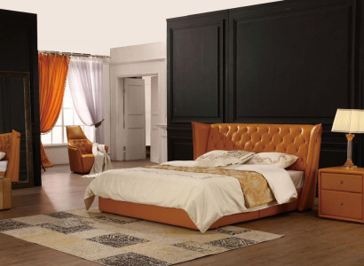 Designer Doppelbett Bett Betten Leder Chesterfield Luxus Hotel Schlafzimmer