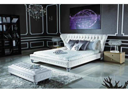 Designer Doppelbett Bett Betten Leder Chesterfield Hotel Luxus Schlafzimmer
