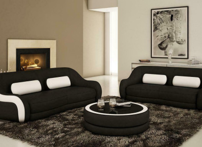 Sofagarnitur Sitz Leder Design XXL Polster Couch Set Garnitur 3+2 Sitzer