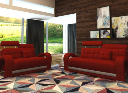 Ledersofa Couch Wohnlandschaft 3+2 Sitzer Design Modern Sofa 2232