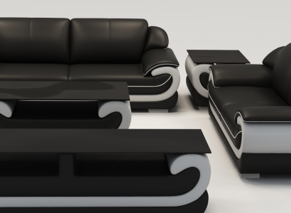 Ledersofa Couch Wohnlandschaft 3+2 Sitzer Design Modern Sofa 0615