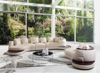 Moderne Sofagarnitur Ecksofa Leder Sofa Couch Polster Rund Insel