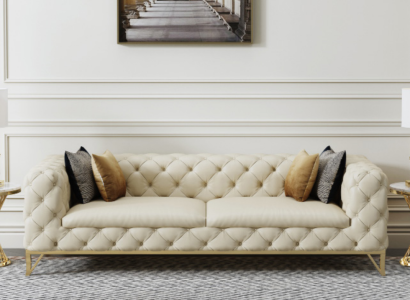 Chesterfield Couch Sofa Polster 3 Sitzer Couchen Sitz Garnitur Sofas Weiß