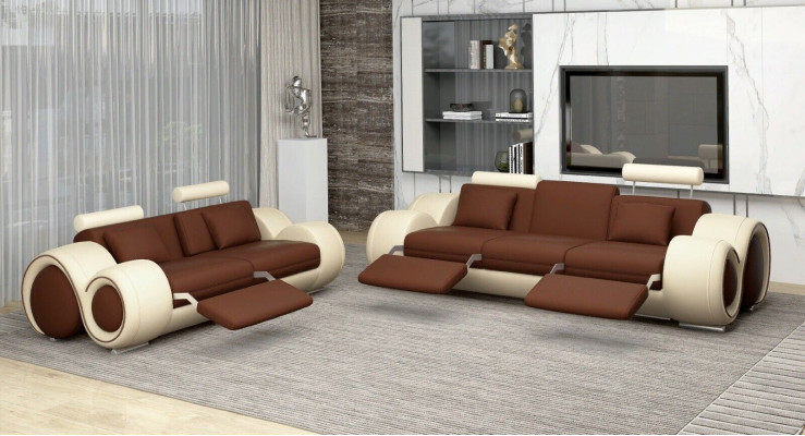 Sofagarnitur Design Couch 3+2 Set Polster Sofa Leder Garnituren Wohnzimmer