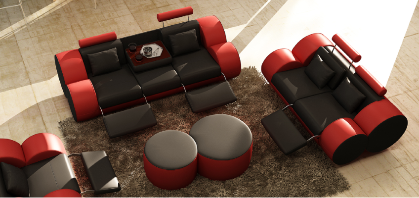 Sofagarnitur Design Couch 3+2 Set Polster Leder Sofa Wohnzimmer Garnituren