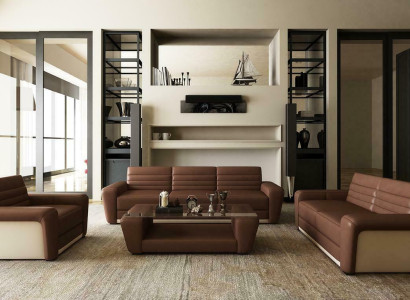 Ledersofa Sofa Couch Polster Sitz Couchen 3+2+1 Komplett Set Moderne