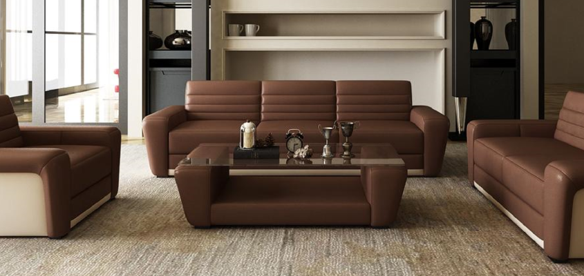 Ledersofa Sofa Couch Polster Sitz Couchen 3+2+1 Komplett Set Moderne