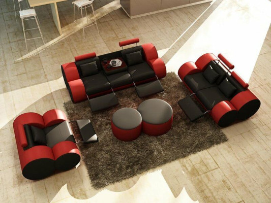 3 Sitzer Multifunktion Sofa Designer Leder Couch Polster Garnitur Sofas