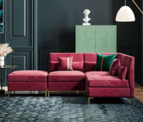 Wohnlandschaft Ecksofa L-form Relax Samt Massivholz Sitz Design Couch Lounge neu
