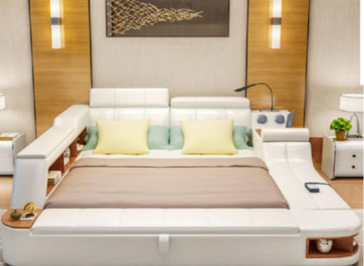 Multifunktion Bett Luxus Design Leder Betten Hotel Doppel Ablage Regal