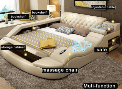 Multifunktions Bett Luxus Design Leder Betten Hotel Doppel Ablage