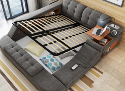 Design Bett Leder Polster Betten Hotel Massage Funktion Multifunktion