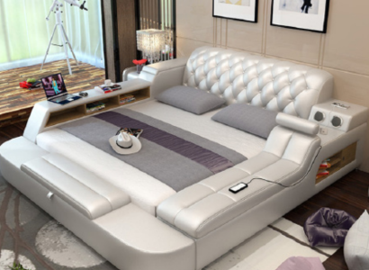 Design Bett Big Betten Leder Hotel Polster 180x200 Multifunktion Regal