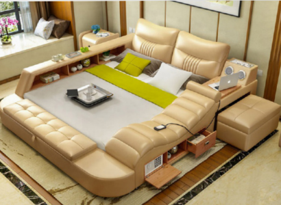 Bett Multifunktion - Tresor - Wärme Liege USB Sound Hotel Betten Leder