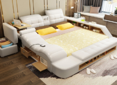 Doppel Design Leder Bett Polster Betten Moderne Hotel Multifunktion