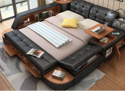 Multifunktion Bett Betten Ehebett Deko Doppelbett Polsterbett Schlafzimmer