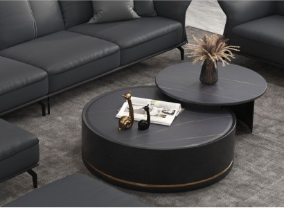 Doppelter Couchtisch Wohnzimmer Tisch Couchtisch Sofa Beistell Rund