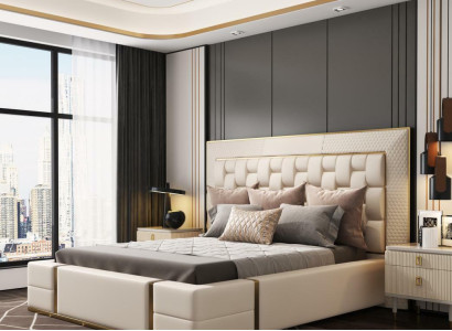 Doppelbett Lederbett Betten Bett Leder Polster Schlafzimmer 180x200cm