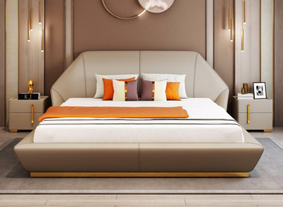 Designer Italienische Möbel Bett Doppel Schlazimmer 180x200cm Leder