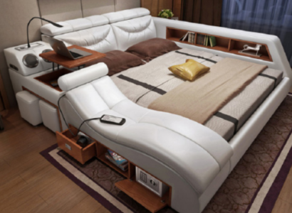 Design Bett xxl Big Leder Polster Betten Hotel 180x200cm Multifunktion